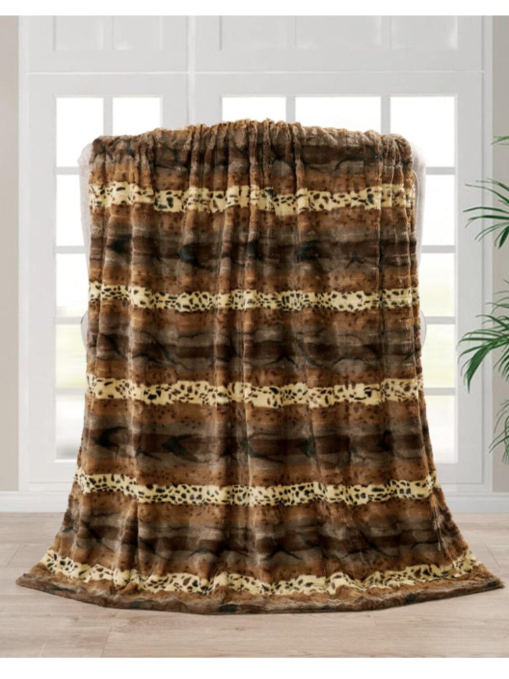 Animal Printed Double Sided Faux Fur Throw 50X60 NWT